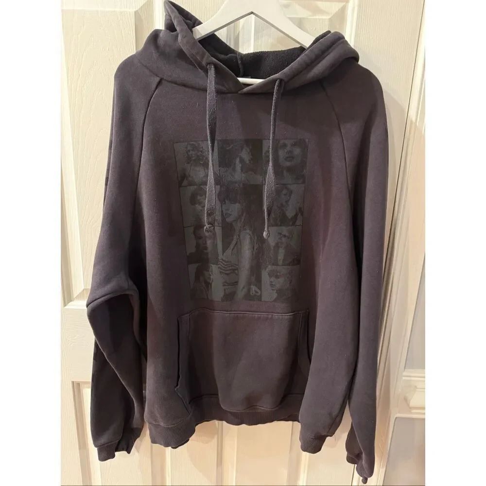 Taylor Swift The Eras Tour Gray w/ Black Decal Hoodie sz L